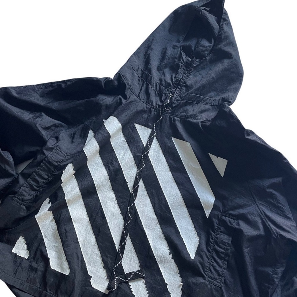 Off-White Black Windbreaker with White Diagonal Stripe Graphic